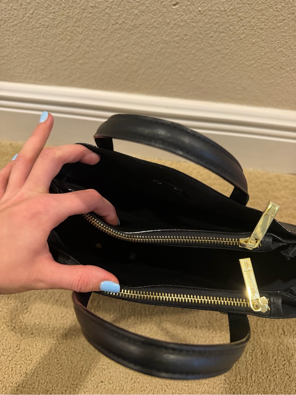 Ted Baker Black Structured Satchel with Gold Buckle Accent - Picture 4 of 5